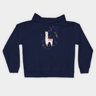 Llama on Blue Kids Hoodie